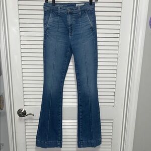 AG Adriano Goldschmied Mid Rise Tailored Farrah Boot Blue Jeans